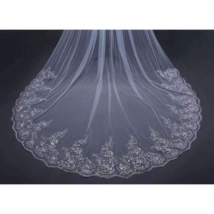 Planet Gates 3 Meter White Ivory Cathedral Wedding Veils Long Lace Edge Bridal Veil with Comb Wedding Accessories Bride Veu Wedding Veil