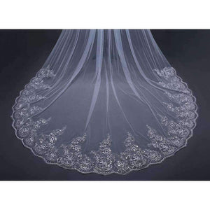 Planet Gates 3 Meter White Ivory Cathedral Wedding Veils Long Lace Edge Bridal Veil with Comb Wedding Accessories Bride Veu Wedding Veil