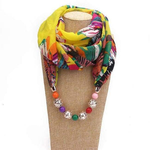 New Pendant Scarf Necklace Bohemia Necklaces For Women Chiffon Scarves Pendant Jewelry Wrap Foulard Female Accessories - 3 / One Size