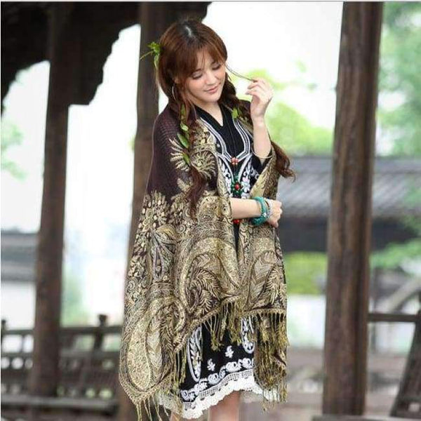 Planet Gates 3 / One Size Women Polyester Pashmina Elegant Fashion Print Floral Paisley Shawl Wrap Scarf 2018 New Style Free Shipping
