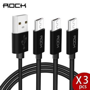 Planet Gates 3 Pack Black / 100cm 3 Pack ROCK Micro Usb Cable 5V2A Fast Charging Mobile Phone USB Charger Cord for SamSung Xiaomi Huawei Android Sync Date Cable