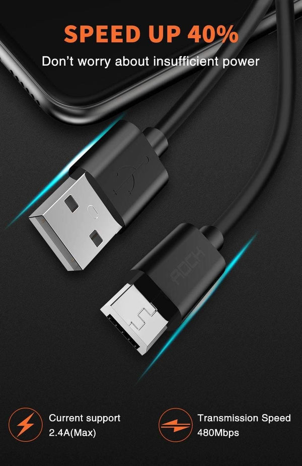 Planet Gates 3 Pack Black / 100cm 3 Pack ROCK Micro Usb Cable 5V2A Fast Charging Mobile Phone USB Charger Cord for SamSung Xiaomi Huawei Android Sync Date Cable