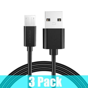 Planet Gates 3 Pack Black / 100cm 3 Pack ROCK Micro Usb Cable 5V2A Fast Charging Mobile Phone USB Charger Cord for SamSung Xiaomi Huawei Android Sync Date Cable