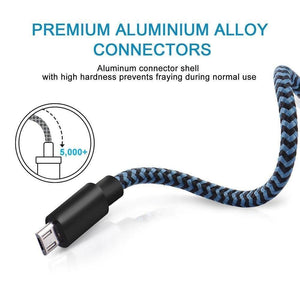 Planet Gates [3 PACK] Micro USB Cable 2.4A Fast Charging Cable Suntaiho Nylon Braid USB Cable Data Charger Cable for Samsung LG Android Phone