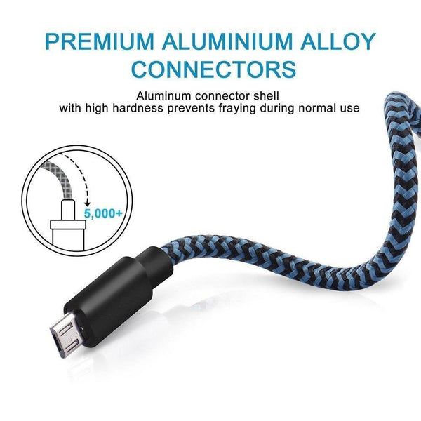 Planet Gates [3 PACK] Micro USB Cable 2.4A Fast Charging Cable Suntaiho Nylon Braid USB Cable Data Charger Cable for Samsung LG Android Phone