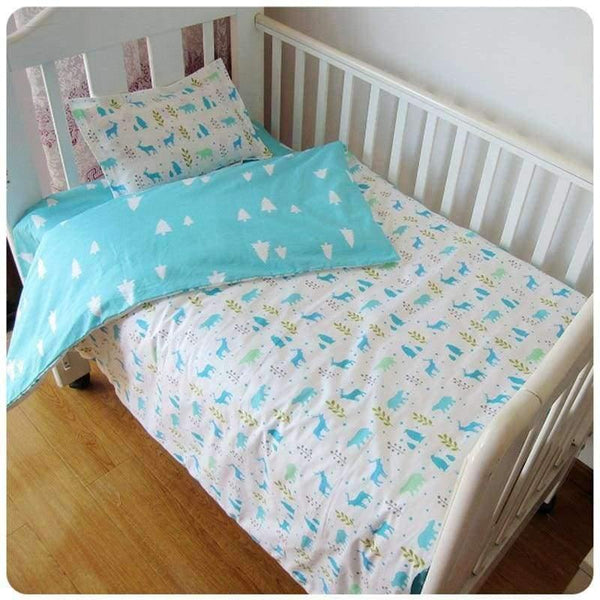 Planet Gates 3 Pcs 100%Cotton Crib Bed Linen Kit Cartoon Baby Bedding Set Includes Pillowcase Bed Sheet Duvet Cover Without Filler