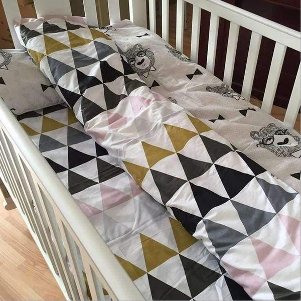Planet Gates 3 Pcs 100%Cotton Crib Bed Linen Kit Cartoon Baby Bedding Set Includes Pillowcase Bed Sheet Duvet Cover Without Filler