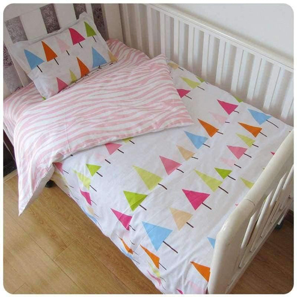 Planet Gates 3 Pcs 100%Cotton Crib Bed Linen Kit Cartoon Baby Bedding Set Includes Pillowcase Bed Sheet Duvet Cover Without Filler