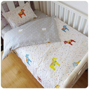 Planet Gates 3 Pcs 100%Cotton Crib Bed Linen Kit Cartoon Baby Bedding Set Includes Pillowcase Bed Sheet Duvet Cover Without Filler
