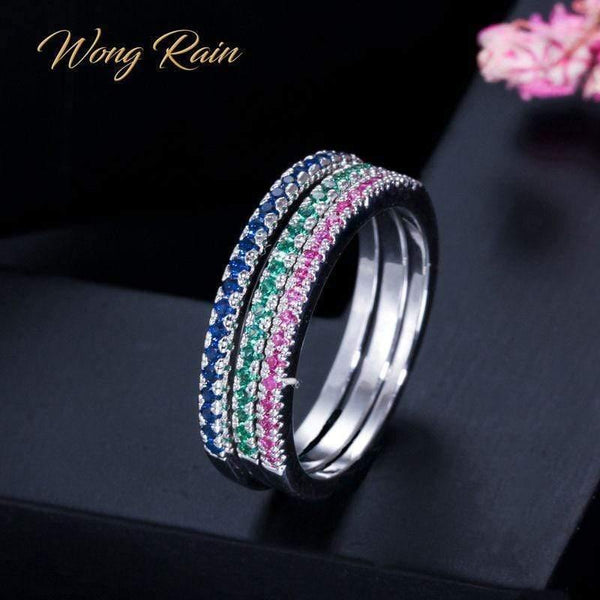 Planet Gates 3 PCS 925 Sterling Silver Created Moissanite Gemstone Wedding Engagement Diamonds Ring Sets Fine Jewelry Wholesale