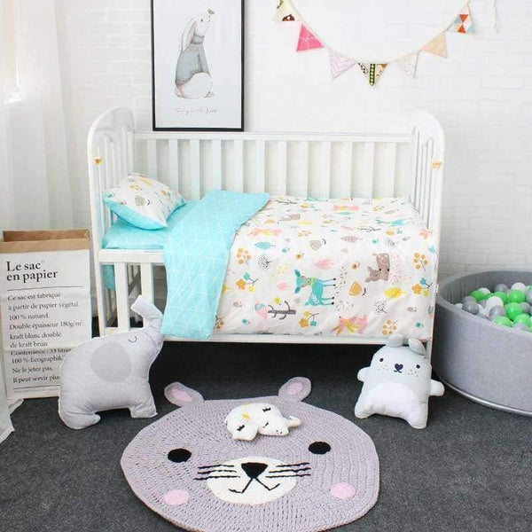 Planet Gates 3 Pcs Baby Bedding Set For Girls Pure Cotton Woven Cartoon Crib Bed Linen For Children Include Duvet Cover Flat Sheet Pillowcase