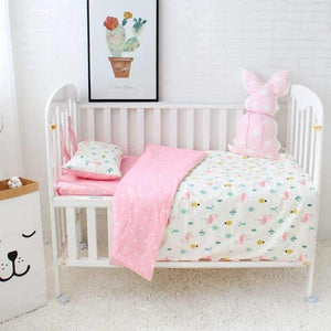 Planet Gates 3 Pcs Baby Bedding Set For Girls Pure Cotton Woven Cartoon Crib Bed Linen For Children Include Duvet Cover Flat Sheet Pillowcase