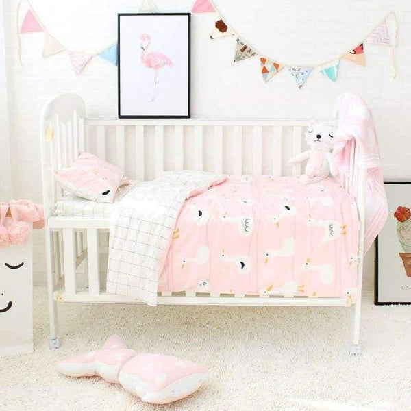 Planet Gates 3 Pcs Baby Bedding Set For Girls Pure Cotton Woven Cartoon Crib Bed Linen For Children Include Duvet Cover Flat Sheet Pillowcase