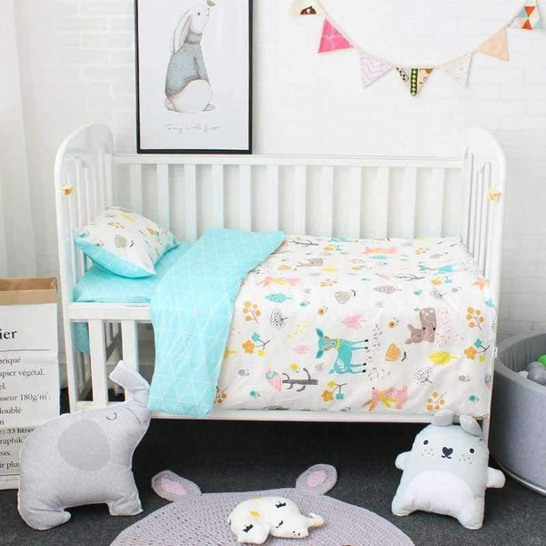 Planet Gates 3 Pcs Baby Bedding Set For Girls Pure Cotton Woven Cartoon Crib Bed Linen For Children Include Duvet Cover Flat Sheet Pillowcase