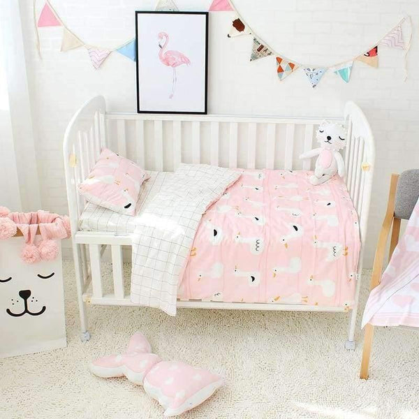 Planet Gates 3 Pcs Baby Bedding Set For Girls Pure Cotton Woven Cartoon Crib Bed Linen For Children Include Duvet Cover Flat Sheet Pillowcase