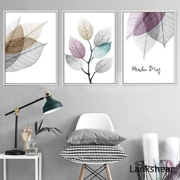 Planet Gates 3 pcs Discount / 13x18cm No Frame Abstract Leaves Canvas Paintings Poster Print Nordic Minimalist Wall Art Pictures For Living Room Bedroom Home Decor