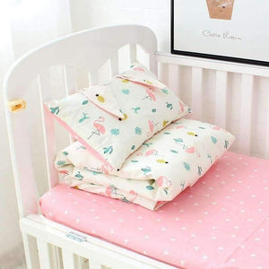Planet Gates 3 Pcs Set Baby Bedding Set Flamingo Pattern Crib Kit Including Cot Bumper Flat Sheet Pillowcase Duvet Cover Baby Bed Hanging Bag For Girls