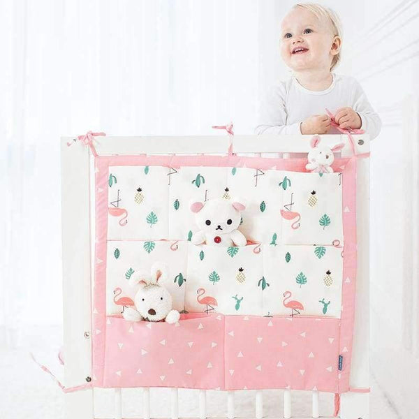 Planet Gates 3 Pcs Set Baby Bedding Set Flamingo Pattern Crib Kit Including Cot Bumper Flat Sheet Pillowcase Duvet Cover Baby Bed Hanging Bag For Girls