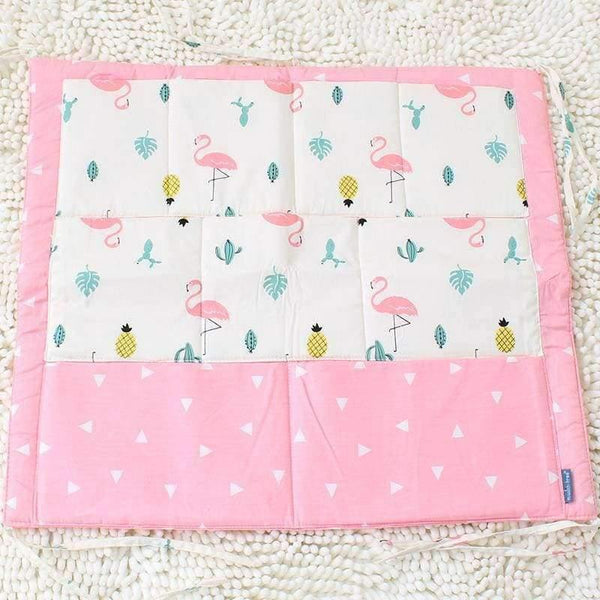 Planet Gates 3 Pcs Set Baby Bedding Set Flamingo Pattern Crib Kit Including Cot Bumper Flat Sheet Pillowcase Duvet Cover Baby Bed Hanging Bag For Girls