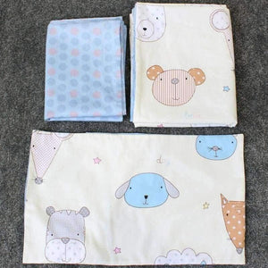 Planet Gates 3 Pcs Set Baby Bedding Set Pure Cotton Flamingo Grey Cloud Pattern Crib Kit Including Pillowcase Duvet Cover Cot Flat Sheet