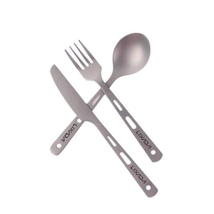 Planet Gates 3 Piece Cutlery Set Titanium Outdoor Camping Hiking Picnic Spoon Knife Flatware Fork For Camping Tableware Equipment