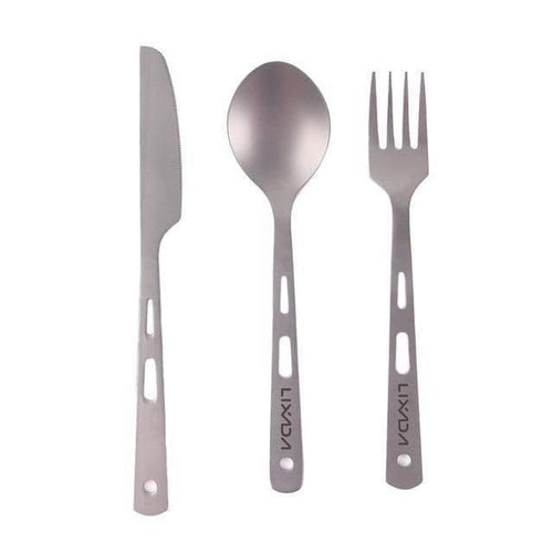 Planet Gates 3 Piece Cutlery Set Titanium Outdoor Camping Hiking Picnic Spoon Knife Flatware Fork For Camping Tableware Equipment