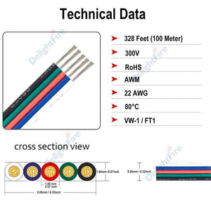 Planet Gates 3 Pin LED Wire 2 4 5 6 Core 22AWG Extension Cable JST Connector Electrical Wires Cable For WS2812B RGB RGBW LED Strip Automotive