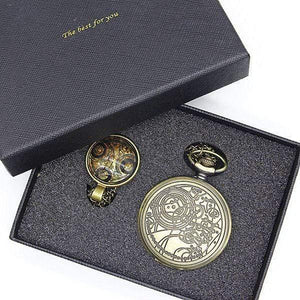 Planet Gates 3 Pocket Watch Men Quartz Fashion Necklace Pendant With Luxury Gift Box Set #120805