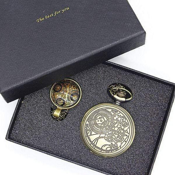 Planet Gates 3 Pocket Watch Men Quartz Fashion Necklace Pendant With Luxury Gift Box Set #120805