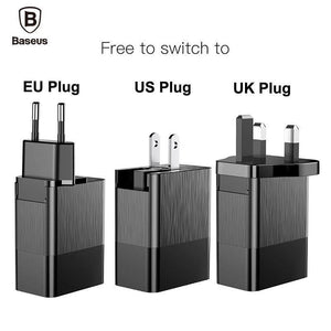 Planet Gates 3 Port USB Charger 3 in 1 Triple EU US UK Plug 2.4A Travel Wall Charger Adapter Mobile Phone Charger For iPhone X Samsung