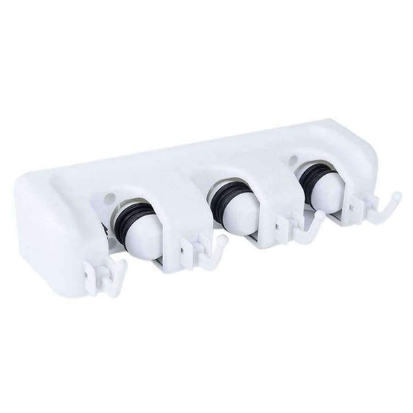 Planet Gates 3 Position with Hooks Mop Holder Hanger Home Kitchen Storage Broom Rakes Garage Tools Wall Organizer System