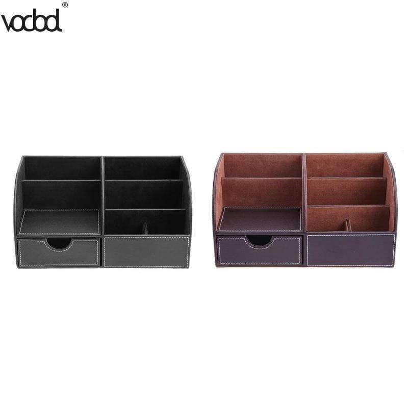 Planet Gates 3 PU Leather Office Desk Organizer Desktop Card Pencil Pen Holder Stationery Storage Box Container Accessories School Supplies