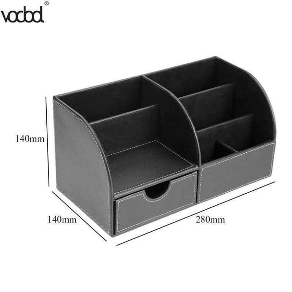 Planet Gates 3 PU Leather Office Desk Organizer Desktop Card Pencil Pen Holder Stationery Storage Box Container Accessories School Supplies