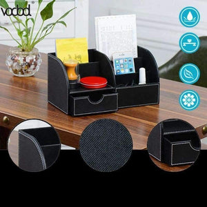 Planet Gates 3 PU Leather Office Desk Organizer Desktop Card Pencil Pen Holder Stationery Storage Box Container Accessories School Supplies