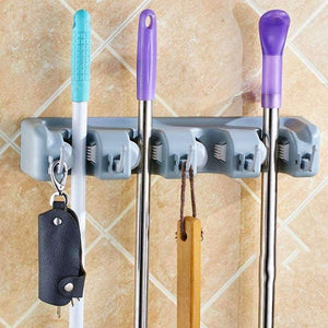 Planet Gates 3 racks Kitchen Organizer Mop Holder 5/4/3 Position Brush Broom Hanger Storage Rack Household Mop Brush Hanger Kitchen Gadgets