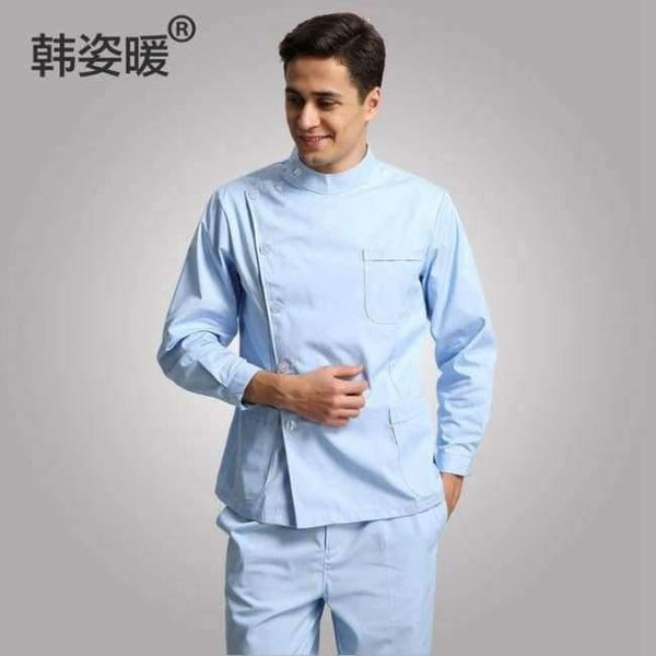 Planet Gates 3 / S Nurse suit split suit long-sleeved men and women stand collar white coat long sleeve Slim oral dentistry uniforms doctor clothes