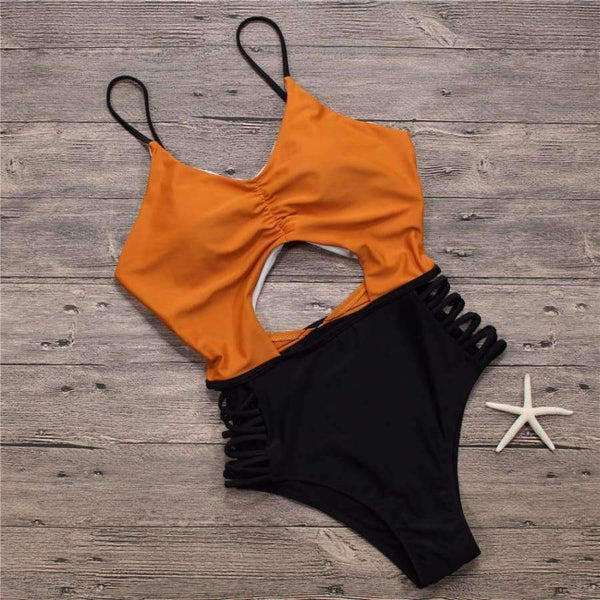 Planet Gates 3 / S Sexy Women Swimwear One Piece Swimsuit Monokini Push Up Padded High Waist Beachwear Bandage One Piece Swimwear