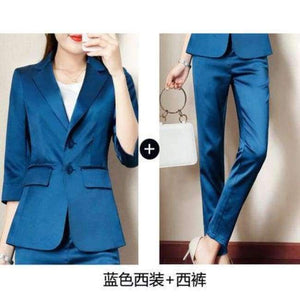 Planet Gates 3 / S Women Pencil Pant Suits 2 Piece Sets Pink Solid Blazer + Pencil Pant Office Lady Notched Jacket Female Outfits