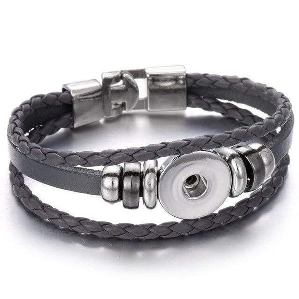 Planet Gates 3 Snap Button Jewelry 18mm Vintage Leather Iron Buckle Snap Bracelet Fit Charm 18mm Snap Buttons Women Men Jewelry