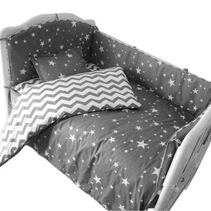Planet Gates 3 to 7Pcs Cotton Baby Bedding Set Grey Star Pattern Baby Bed Linen For Newborns Baby Sheet Bumpers Pillow Duvet Crib Bumpers