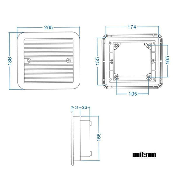 Planet Gates 3 Types RV Trailer Caravan Side Air Vent Ventilation Blade Fan Blower Cooling Two-Way One-Way Wind One-Way Mute 12V Low Noise