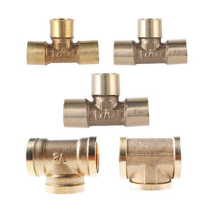 3 Way Tee T Type 1/8" 1/4" 3/8" 1/2" 3/4" BSP Female Thread Brass Pipe Fitting Adapter Coupler Connector for Air Water Fuel Gas