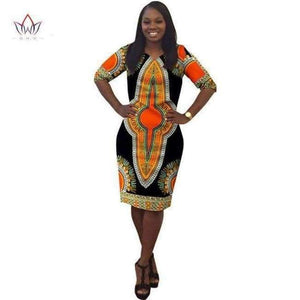 Planet Gates 3 / XL African Dresses For Women Ankara Fashions Women Traditional African Clothing Sleeve Print Dashiki African Print Wax Women Dress