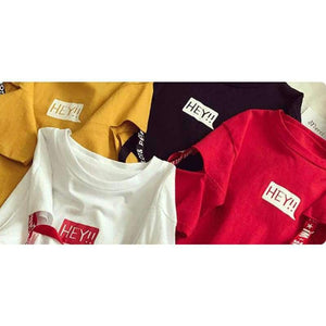 Planet Gates 3 / XL Korean Harajuku Style Hey Alphabet Women T Shirt Personality Hole Ribbon Half Sleeve Student Tops Fashion Tees ZO9