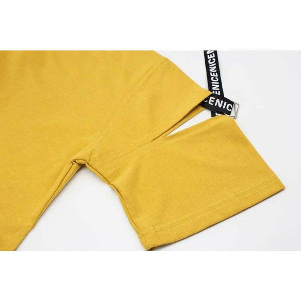 Planet Gates 3 / XL Korean Harajuku Style Hey Alphabet Women T Shirt Personality Hole Ribbon Half Sleeve Student Tops Fashion Tees ZO9