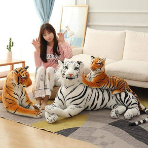 Planet Gates 30-110cm Lifelike Tiger Plush Toy Stuffed Wild Force Forest Animals Simulation White Tiger Jaguar Doll Kid Birthday Gift for Boy
