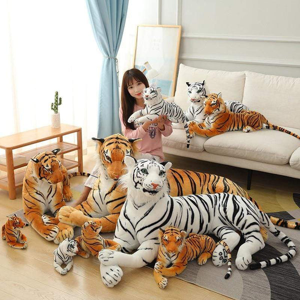 Planet Gates 30-110cm Lifelike Tiger Plush Toy Stuffed Wild Force Forest Animals Simulation White Tiger Jaguar Doll Kid Birthday Gift for Boy