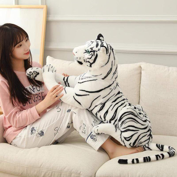 Planet Gates 30-110cm Lifelike Tiger Plush Toy Stuffed Wild Force Forest Animals Simulation White Tiger Jaguar Doll Kid Birthday Gift for Boy