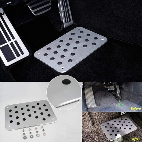 Planet Gates 30*20cm Car Inner Floor Carpet Mat Patch Foot Pedal Aluminum Car Floor Mat Pad Carpet Heel Plate Accessory