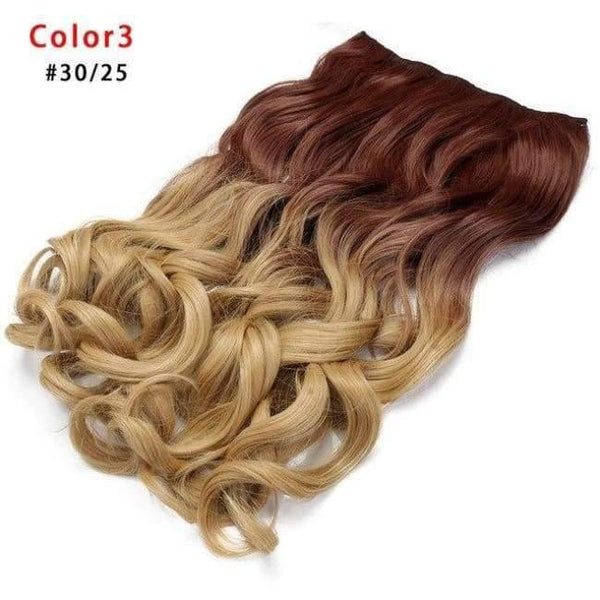 Planet Gates 30#/25# / 24inches 24'' Clip in Hair Extensions Natural One Pieces 5Clips Heat Resistant Synthetic Hair Wavy Ombre Hairpiece Women Wigs